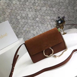 끌로에 페이 스몰 스웨이드 레더 숄더백 3S1127 브라운