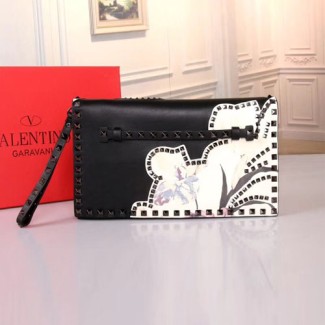 발렌티노 락스터드 미듐 클러치백 PW0B0399 블랙 메탈