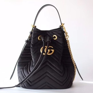 구찌 마몬트 벨벳 버킷백 525081 블랙