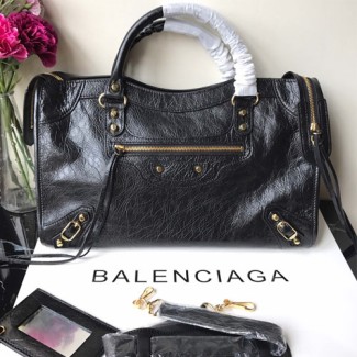 발렌시아가 클래식 라지 시티백 432832 금장 블랙
