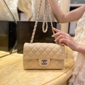  샤넬 CF20  점보백 A1116 캐비어 베이지 은장